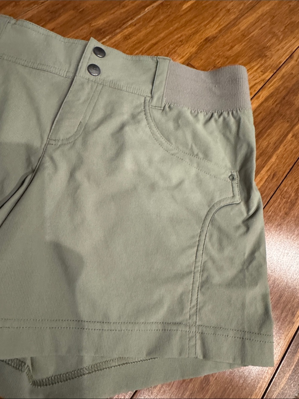 Title Nine Olive Stretch-Waist Utility Shorts - Picture 3 of 6